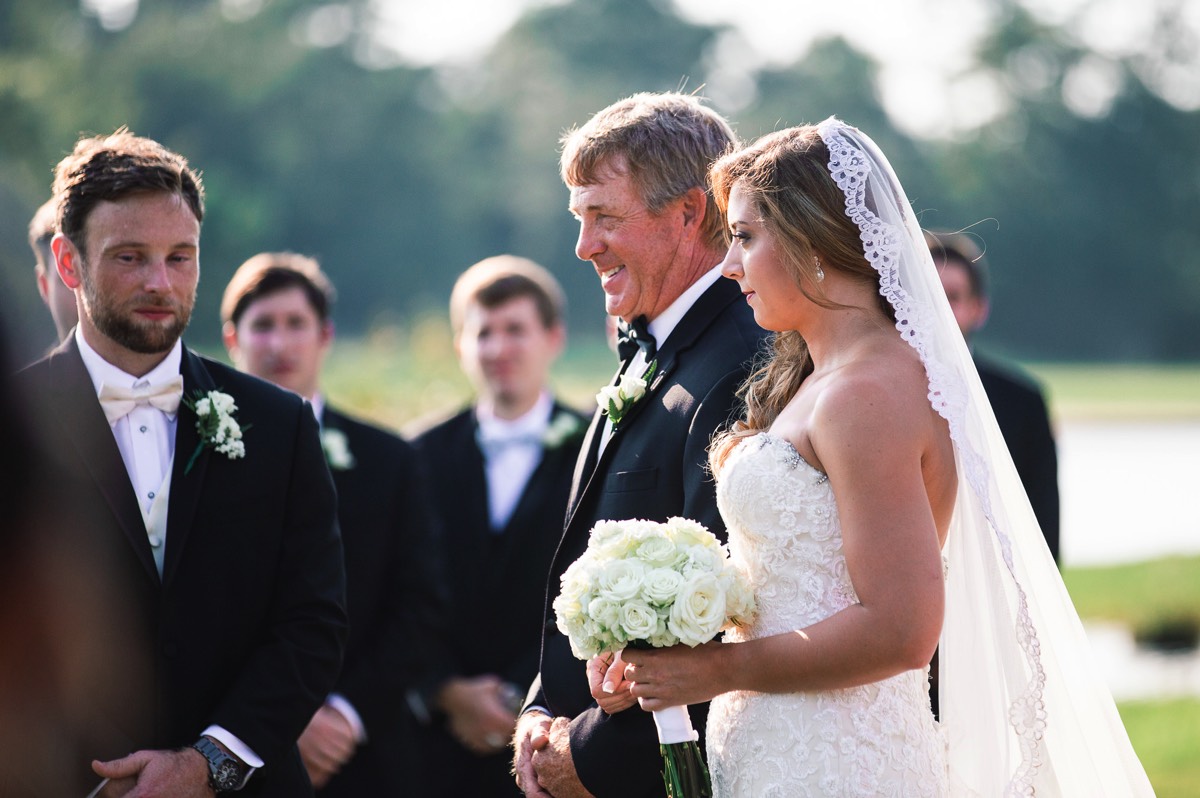 Father of the Bide walking bride down the isle - - Wilmington NC Wedding Photographer - Wedding Photography - Wedding Photo - Chris Lang Photography