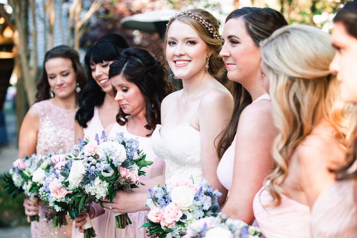 Bride  with bridal party - bridesmaids - - Wilmington NC Wedding Photographer - Wedding Photography - Wedding Photo - Chris Lang Photography